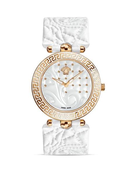 Versace Womens Vanitas Rose Gold PVD Watch With White 